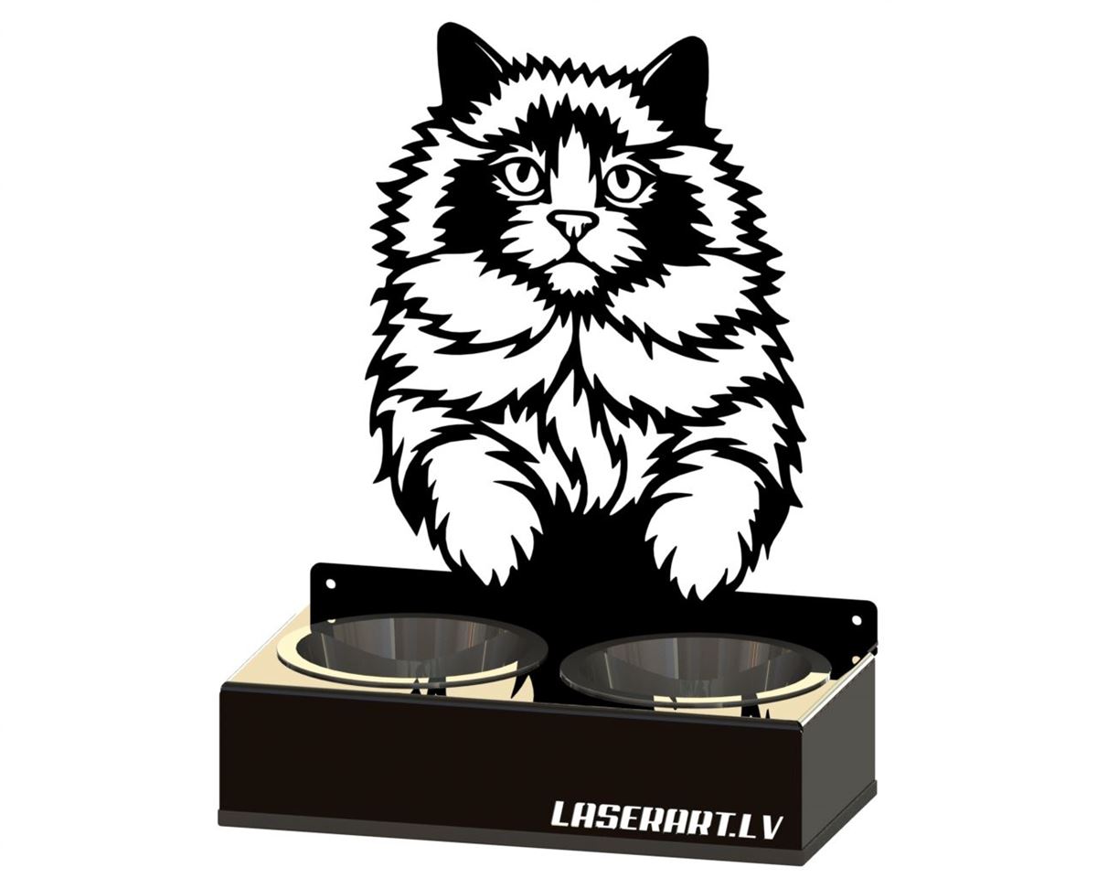 2-Bowl Cat Feeder, Ragdoll Cat breed, Raised Feeding Station